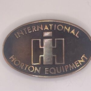 Vintage brass international Horton Equipment  belt buckle